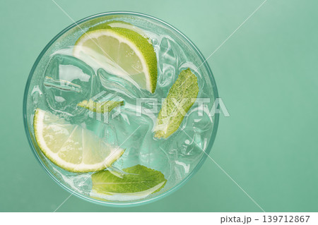Fresh mojito cocktail top view transparent Fresh mojito cocktail top view transparent 139712867