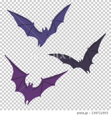 An illustration of two purple bats flying together in the sky against a white background. An illustration of two purple bats flying together in the sky against a white background. 139712955