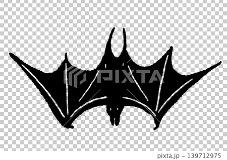 羽を下に向けて飛んでいる黒いコウモリの真正面単体モノクロイラスト 羽を下に向けて飛んでいる黒いコウモリの真正面単体モノクロイラスト 139712975