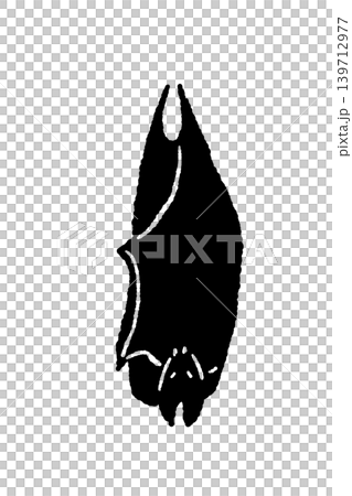 逆さまにぶら下がって眠る黒いコウモリの単体モノクロイラスト素材 逆さまにぶら下がって眠る黒いコウモリの単体モノクロイラスト素材 139712977