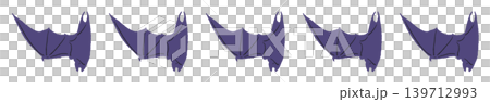 Halloween decoration line: A row of mixed-pose bats flying sparsely 139712993
