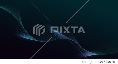 Abstract glowing wave lines on dark green background. Dynamic wave pattern. Modern flowing wavy lines and Futuristic technology concept 139713010
