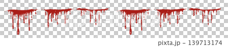 激しく滴る赤い血のハロウィン向けボーダーイラスト素材素材：赤 139713174