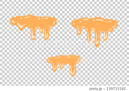 滴るオレンジのスライムのベクターイラストボーダーセット素材：オレンジ 139713182