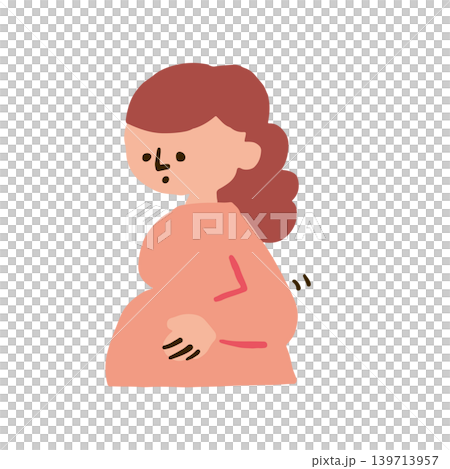 一幅描繪孕婦感到腹脹的插圖。 一幅描繪孕婦感到腹脹的插圖。 139713957