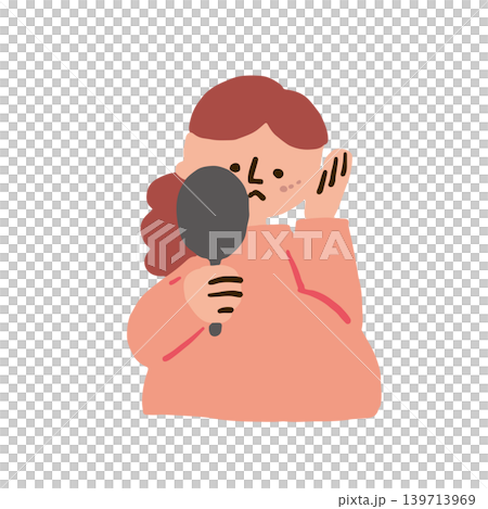 一幅描繪孕婦因皮膚瑕疵而煩惱的插圖。 一幅描繪孕婦因皮膚瑕疵而煩惱的插圖。 139713969