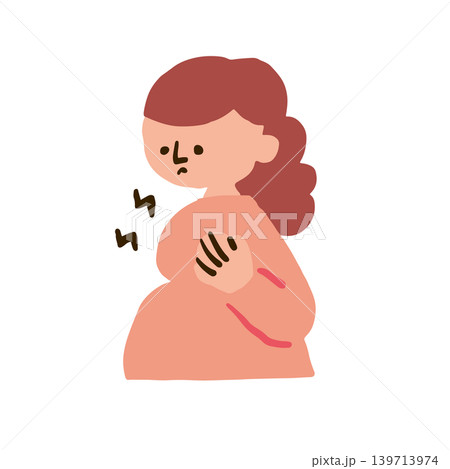 胸の張りが気になる妊婦さんのイラスト 139713974