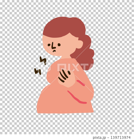 胸の張りが気になる妊婦さんのイラスト 139713974