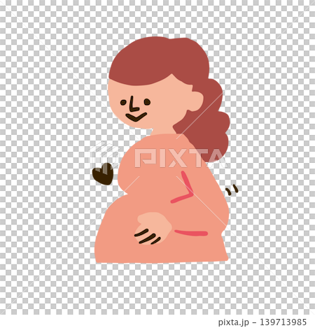 お腹をなでる妊婦さんのイラスト 139713985