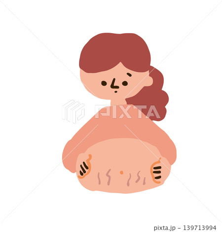 妊娠線が気になる妊婦さんのイラスト 妊娠線が気になる妊婦さんのイラスト 139713994