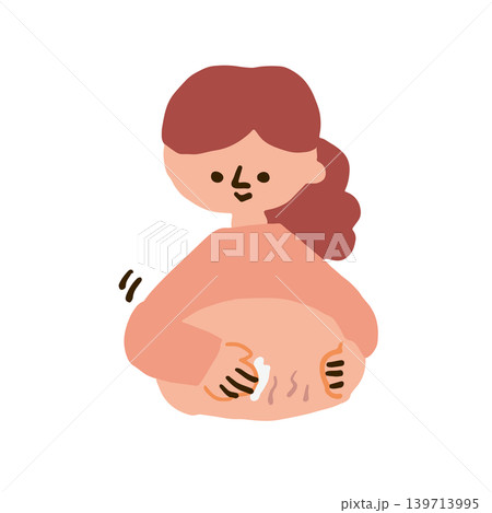 妊娠線のケアをする妊婦さんのイラスト 妊娠線のケアをする妊婦さんのイラスト 139713995