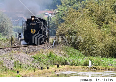 SLやまぐち号　JR山口線　しらさぎ舞う　徳佐Sカーブ 139714149
