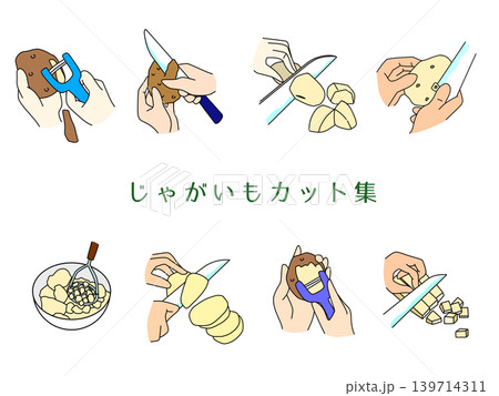 じゃがいもの切り方セットイラスト 139714311