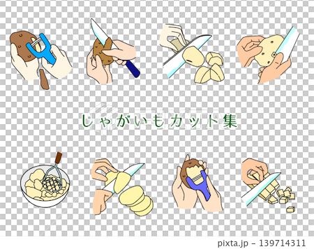じゃがいもの切り方セットイラスト 139714311