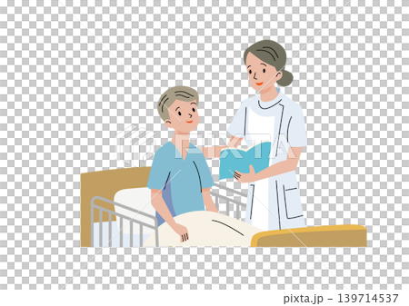 "Gentle Welfare and Care Vector Series": A nurse and a boy reading a book in a hospital room. "Gentle Welfare and Care Vector Series": A nurse and a boy reading a book in a hospital room. 139714537