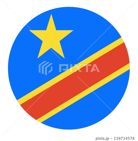 Round flag of Democratic Republic of the Congo isolated in circle shape. Round flag of Democratic Republic of the Congo isolated in circle shape. 139714578