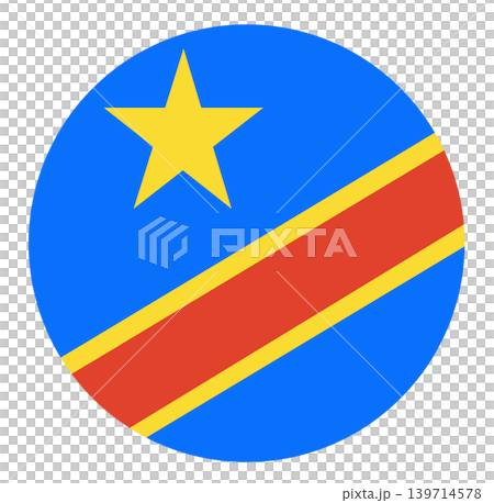 Round flag of Democratic Republic of the Congo isolated in circle shape. Round flag of Democratic Republic of the Congo isolated in circle shape. 139714578
