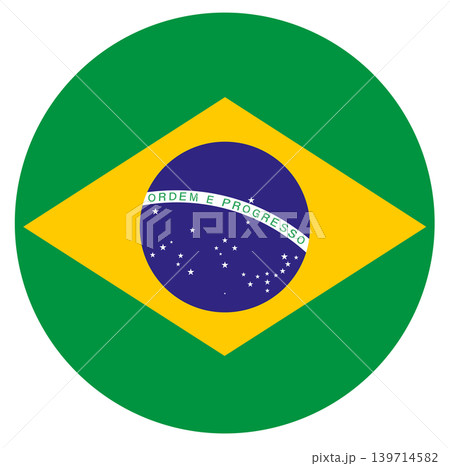 Flag of Brazil isolated in circle shape. 139714582