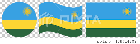 Rwanda flags collection. Round flag of Rwanda in circle shape, waving flag of Rwanda and rectangular flag. Rwanda flags collection. Round flag of Rwanda in circle shape, waving flag of Rwanda and rectangular flag. 139714588
