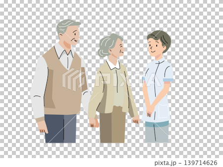 「溫柔福利與關懷向量系列」:居家照護探訪期間,工作人員與老人交談。 「溫柔福利與關懷向量系列」:居家照護探訪期間,工作人員與老人交談。 139714626