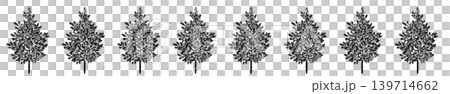 Fir tree forest line decoration, monochrome Christmas design material, transparent background 2 Fir tree forest line decoration, monochrome Christmas design material, transparent background 2 139714662