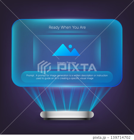 Futuristic Digital Projector Interface for AI Image Presentation 139714702