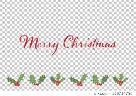 Holly decoration Merry Christmas horizontal card template with transparent background Holly decoration Merry Christmas horizontal card template with transparent background 139714750