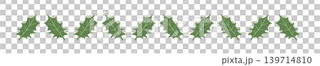 Holly branch and leaf border decoration Christmas design material Transparent background illustration Holly branch and leaf border decoration Christmas design material Transparent background illustration 139714810