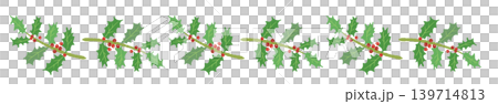 Holly branch and leaf border decoration Christmas design material Transparent background illustration 4 Holly branch and leaf border decoration Christmas design material Transparent background illustration 4 139714813