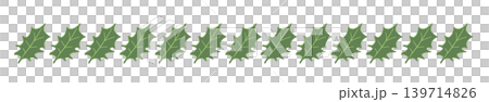 Simple line border decoration of holly leaves, Christmas material, transparent background illustration Simple line border decoration of holly leaves, Christmas material, transparent background illustration 139714826