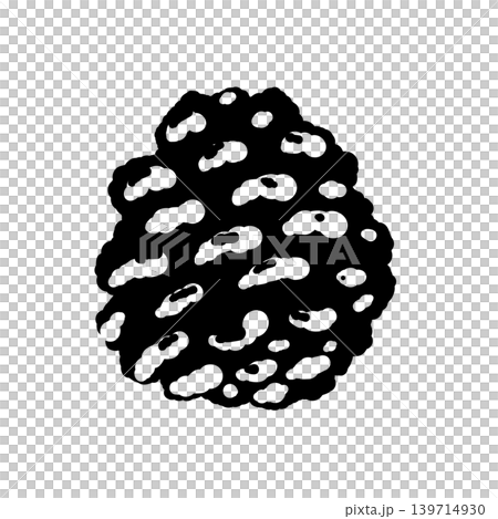 松ぼっくり モノクロ単体イラスト 横から見た図 丸型 背景透過 139714930