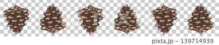 Rolling pine cone line border decoration illustration, facing upwards, transparent background. Rolling pine cone line border decoration illustration, facing upwards, transparent background. 139714939