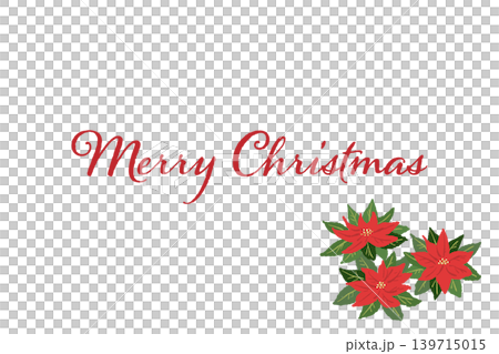 ポインセチア 赤い花のコーナー装飾 横型クリスマスカードテンプレート 背景透過 ポインセチア 赤い花のコーナー装飾 横型クリスマスカードテンプレート 背景透過 139715015