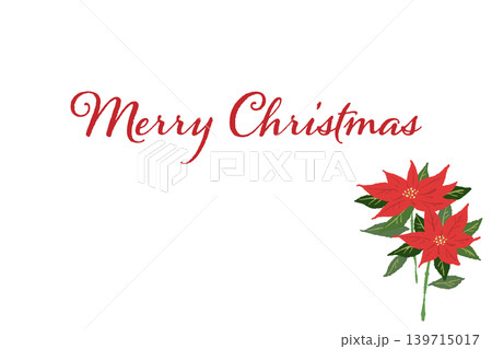 ポインセチア 赤い花のコーナー装飾 横型クリスマスカードテンプレート 背景透過 2 ポインセチア 赤い花のコーナー装飾 横型クリスマスカードテンプレート 背景透過 2 139715017