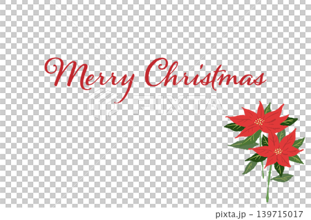 ポインセチア 赤い花のコーナー装飾 横型クリスマスカードテンプレート 背景透過 2 ポインセチア 赤い花のコーナー装飾 横型クリスマスカードテンプレート 背景透過 2 139715017