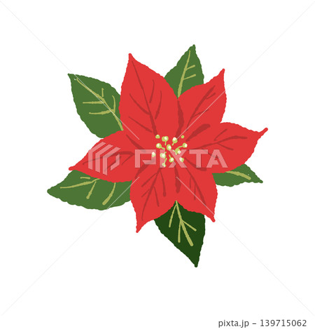 ポインセチア 単体イラスト 赤い花 ボタニカル素材 クリスマス背景透過 5 ポインセチア 単体イラスト 赤い花 ボタニカル素材 クリスマス背景透過 5 139715062