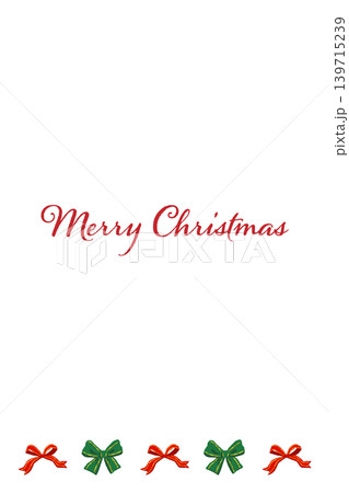 赤と緑のリボンの下部ボーダー装飾 縦型クリスマスカードテンプレート 背景透過 139715239