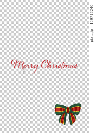 ストライプ柄リボンのコーナー装飾 縦型クリスマスカードテンプレート 背景透過 ストライプ柄リボンのコーナー装飾 縦型クリスマスカードテンプレート 背景透過 139715240
