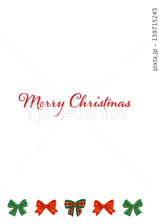 ストライプ柄リボンの下部ボーダー装飾 縦型クリスマスカードテンプレート 背景透過 ストライプ柄リボンの下部ボーダー装飾 縦型クリスマスカードテンプレート 背景透過 139715245