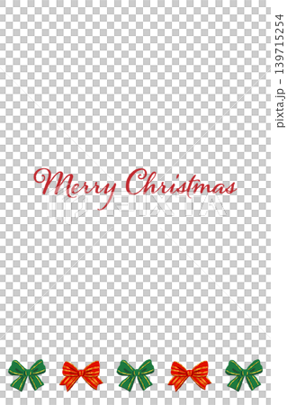 Vertical Christmas card template with green and red ribbon bottom border decoration and transparent background. Vertical Christmas card template with green and red ribbon bottom border decoration and transparent background. 139715254