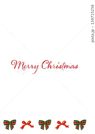 クラシックなリボンの下部ボーダー装飾 縦型クリスマスカードテンプレート 背景透過 139715256