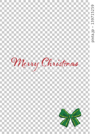 Green ribbon corner decoration, vertical Christmas card template, transparent background. Green ribbon corner decoration, vertical Christmas card template, transparent background. 139715259