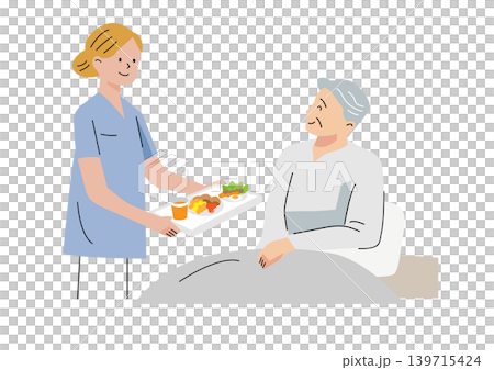 "Gentle Welfare and Care Vector Series": Elderly man receiving meal assistance "Gentle Welfare and Care Vector Series": Elderly man receiving meal assistance 139715424