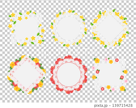 Set of 6 lace frames featuring plumeria and hibiscus flowers. Set of 6 lace frames featuring plumeria and hibiscus flowers. 139715428