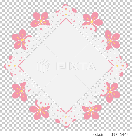 Cherry blossom diamond-shaped lace frame Cherry blossom diamond-shaped lace frame 139715445