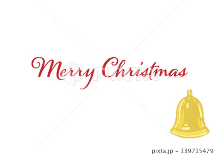振り子が見える黄色いベルの横型クリスマスカードテンプレート 背景透過 139715479