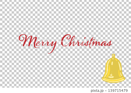 振り子が見える黄色いベルの横型クリスマスカードテンプレート 背景透過 139715479