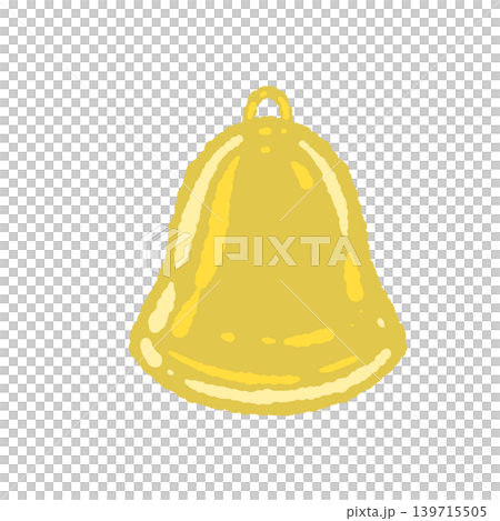 黄色い丸っこいベル 単体イラスト 背景透過素材 139715505