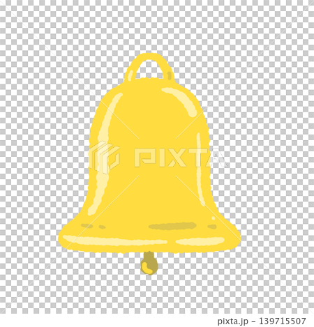 A yellow bell with a visible pendulum - standalone illustration with transparent background. A yellow bell with a visible pendulum - standalone illustration with transparent background. 139715507