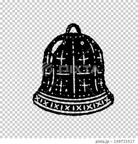 柄入りベル モノクロ単体イラスト 背景透過素材 柄入りベル モノクロ単体イラスト 背景透過素材 139715517